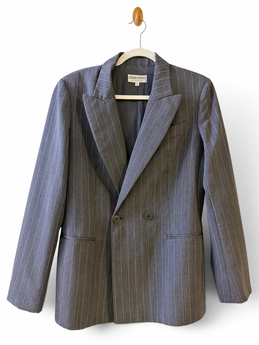 Vintage 90s Giorgio Armani Le Collezioni Women's Pinstripe Blazer Size 8